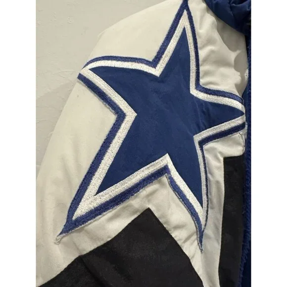 Dallas Cowboys 90s APEX puffer STARS jacket JERRY M blue white NFL Pro Line vtg - Picture 9 of 16